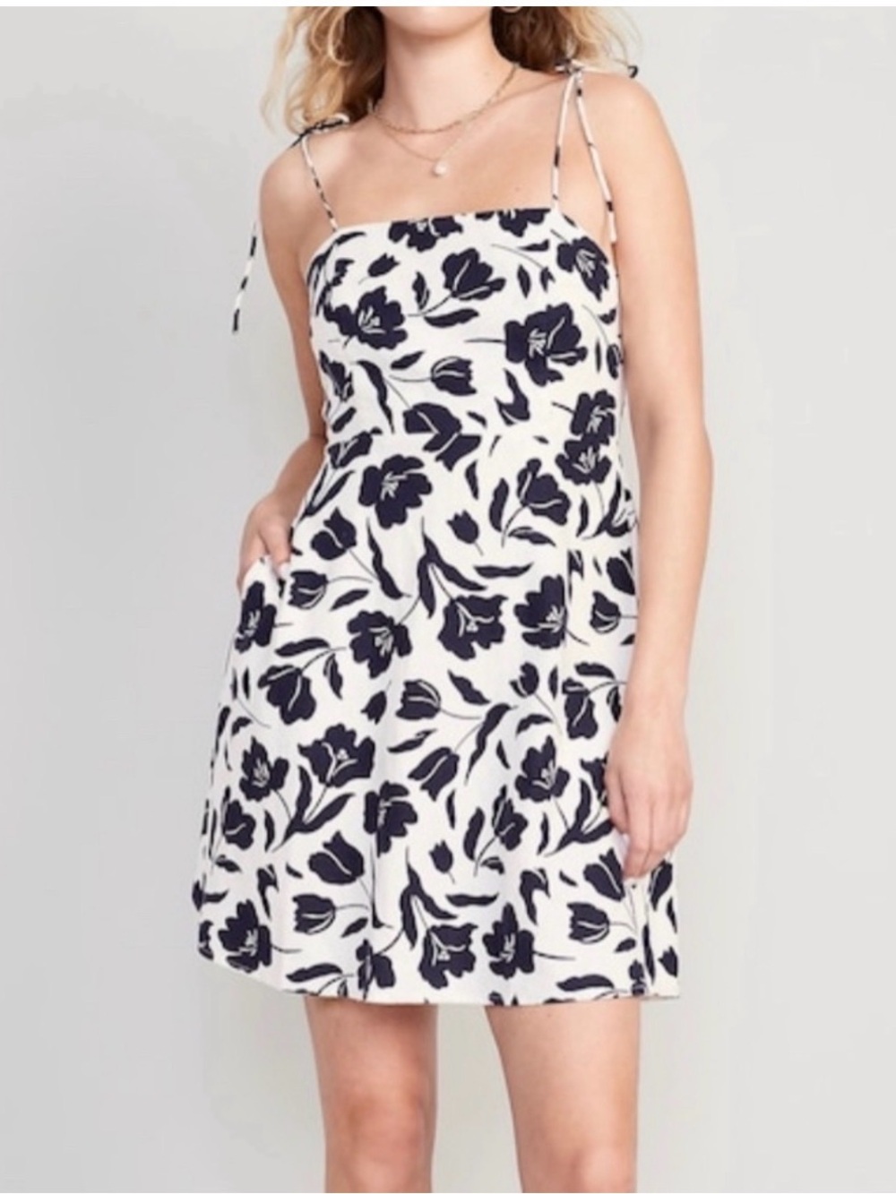 GAP/Old Navy — Linen Blend Floral Print Tie-Strap Sundress — Size M